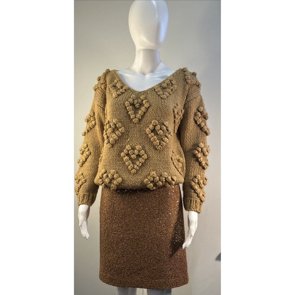 Ann Taylor LOFT Light Brown Mini Skirt With Gold Sequins Sz-6 Flirty, Unique Fun